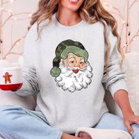 Camo Santa Retro Christmas Hunting Festive Outdoor Santa Theme Vintage Rustic Winter Style Illustration Sweatshirt