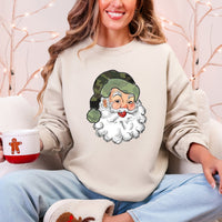 Camo Santa Retro Christmas Hunting Festive Outdoor Santa Theme Vintage Rustic Winter Style Illustration Sweatshirt