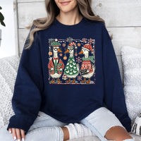Christmas Geese Festive Holiday Illustration Vintage Retro Cozy Winter Scene Sweatshirt