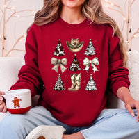 Cowboy Christmas Santa Western Trees Boots Hat Country Living Holiday Sweatshirt