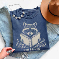 Feral & Literate Raccoon Comfort Colors - Book Lover Tee