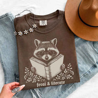 Feral & Literate Raccoon Comfort Colors - Book Lover Tee