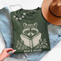 Feral & Literate Raccoon Comfort Colors - Book Lover Tee