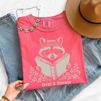 Feral & Literate Raccoon Comfort Colors - Book Lover Tee