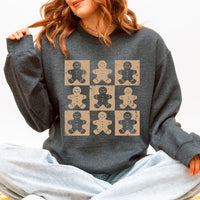 Gingerbread Men Christmas Minimalist Retro Whimsical Cozy Holiday Themed Illustration Print Sweatshirt