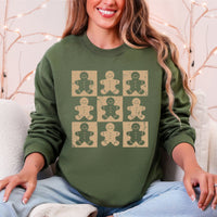 Gingerbread Men Christmas Minimalist Retro Whimsical Cozy Holiday Themed Illustration Print Sweatshirt