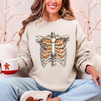 Halloween Skeleton, Pumpkins, Anatomy, Spooky Graphic Art Print For Halloween Season Sweatshirt