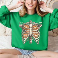 Halloween Skeleton, Pumpkins, Anatomy, Spooky Graphic Art Print For Halloween Season Sweatshirt