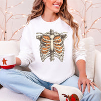 Halloween Skeleton, Pumpkins, Anatomy, Spooky Graphic Art Print For Halloween Season Sweatshirt