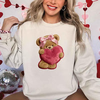 Plush Teddy Valentine Sweatshirt – Furry Look 3D Print Sweater