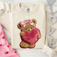 Plush Teddy Valentine Sweatshirt – Furry Look 3D Print Sweater