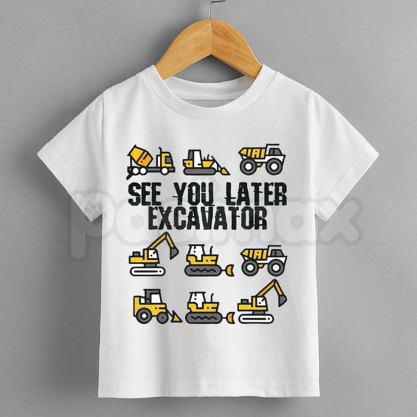 See You Later Excavator Graphic T-Shirt – Funny Construction Kids Cotton Tee
