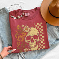Skull & Flowers Firefly Comfort Colors T-Shirt | Halloween Graphic Tee