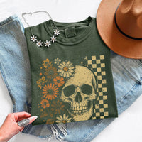Skull & Flowers Firefly Comfort Colors T-Shirt | Halloween Graphic Tee