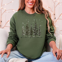 Winter Wonderland Christmas Trees Snow Scene With Pine Forest And Cozy Holiday Charm Sweatshirt